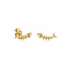 Gold & Diamond Fishbone Stud