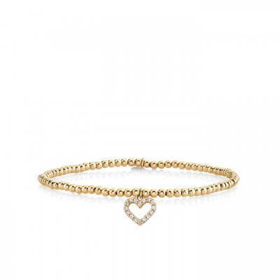 Gold & Diamond Small Heart on Gold Beads