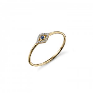 Gold & Diamond Small Bezel Evil Eye Ring