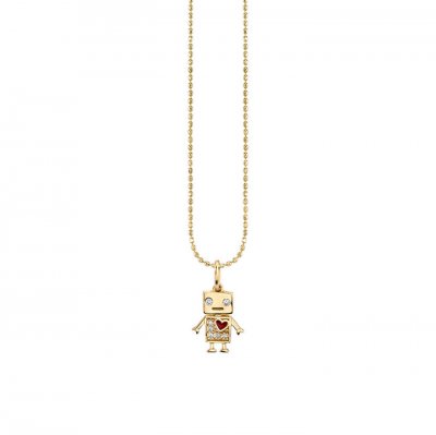 Little Loves Gold & Diamond Baby Robot Necklace