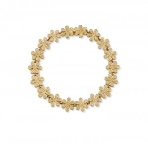 Gold & Pave Diamond Daisy Eternity Bracelet