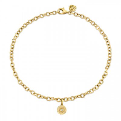 Gold & Diamond Small Marquise Eye Coin Anklet