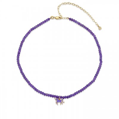 Little Loves Gold & Enamel Unicorn Amethyst Necklace