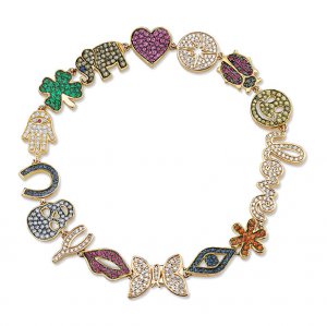 Gold & Pave Diamond Rainbow Multi-Icon Bracelet