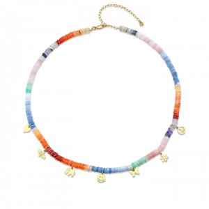 Little Loves Pure Gold Tiny Charms Opal Necklace