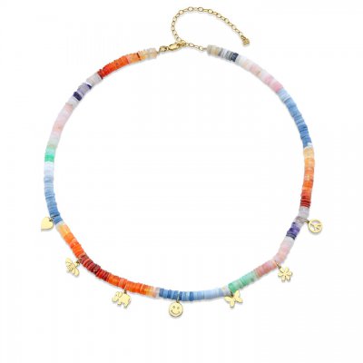 Little Loves Pure Gold Tiny Charms Opal Necklace