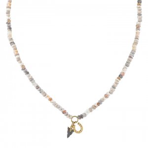 Men's Collection Gold & Diamond Horseshoe & Arrowhead Australian Opal Necklace