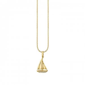 Gold & Diamond Sailboat Charm