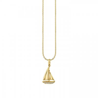 Gold & Diamond Sailboat Charm