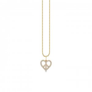 Gold & Diamond Small Peace Heart Charm