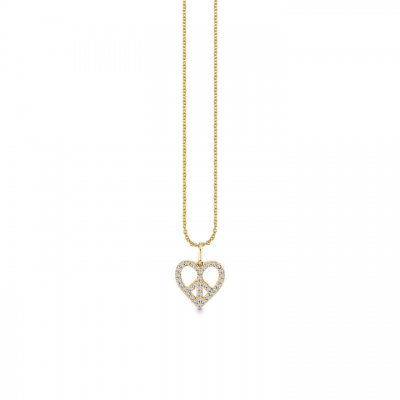 Gold & Diamond Small Peace Heart Charm