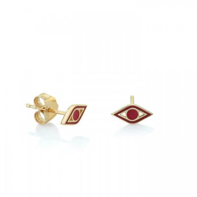 Gold & Enamel Mini Evil Eye Stud