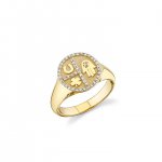 Gold & Diamond Small Disc Tricon Signet Ring