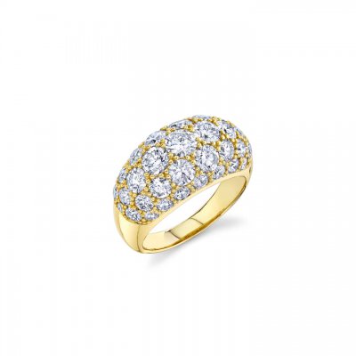 Gold & Diamond Large Puffy Ring