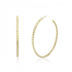 Gold & Diamond Large Pyramid Spike Hoops