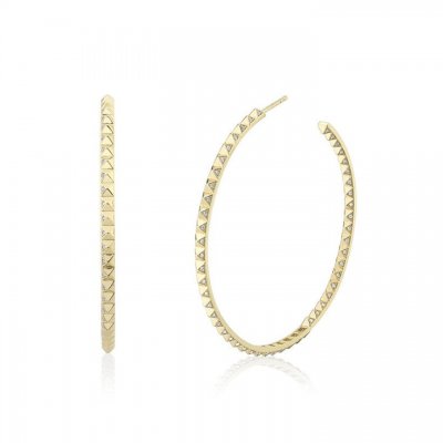 Gold & Diamond Large Pyramid Spike Hoops