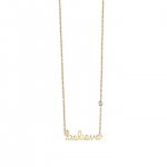 Gold Plated Sterling Silver Believe Necklace with Bezel Set Diamond