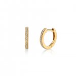 Gold & Pave Diamond Huggie Hoops