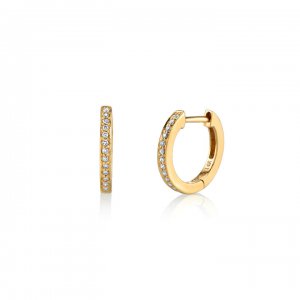 Gold & Pave Diamond Huggie Hoops