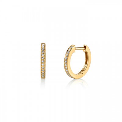 Gold & Pave Diamond Huggie Hoops