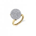 Gold & Pave Diamond Ball Ring