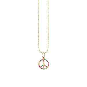 Gold & Rainbow Small Peace Sign Charm