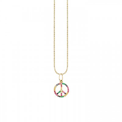 Gold & Rainbow Small Peace Sign Charm