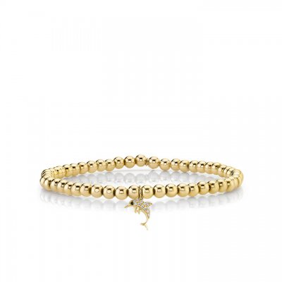 Gold & Diamond Small Dolphin on Gold Beads