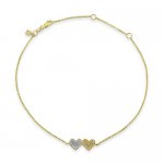 Gold & Diamond Medium Double Heart Anklet