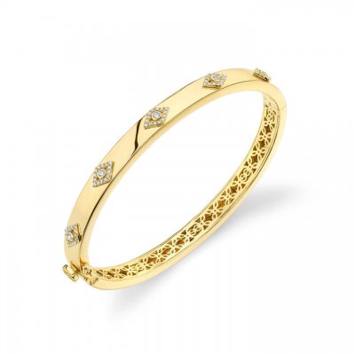 Gold & Diamond Multi Evil Eye Bangle