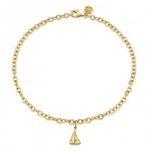 Gold & Diamond Sailboat Anklet