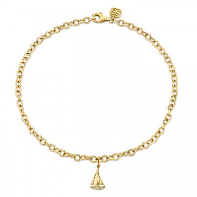 Gold & Diamond Sailboat Anklet