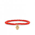 Little Loves Gold & Diamond Hamsa on Red Bamboo Coral