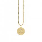 Gold & Diamond Large Libra Zodiac Medallion