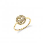 Gold & Pave Diamond Small Happy Face Ring