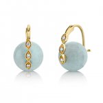 Gold & Diamond Marquise Eye Aquamarine Earrings