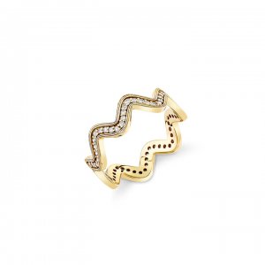 Gold & Diamond Wavy Ring