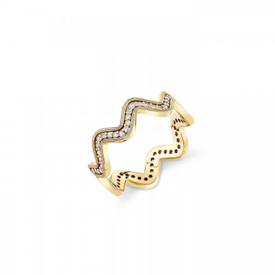 Gold & Diamond Wavy Ring