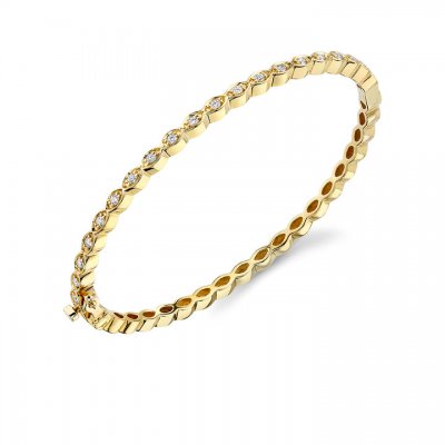 Gold & Diamond Small Marquise Eye Bangle