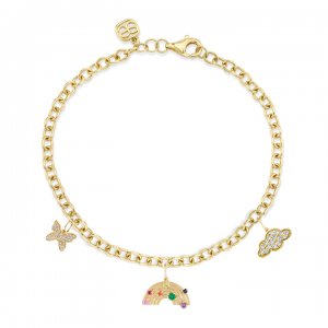 Gold & Diamond Multi-Charm Anklet