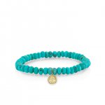 Men's Collection Gold & Diamond Buddha Coin on Turquoise