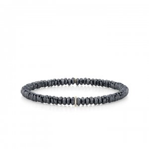 Men's Collection Yellow Gold & Diamond Small Cocktail Eternity Rondelle on Hematite