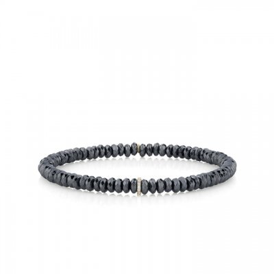 Men's Collection Yellow Gold & Diamond Small Cocktail Eternity Rondelle on Hematite