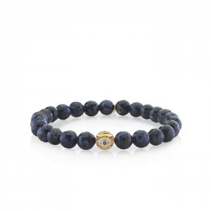 Men's Collection Gold & Diamond Evil Eye Bead on Sapphire