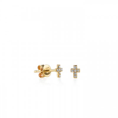 Gold & Diamond Mini Cross Stud