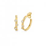 Gold & Diamond 20th Anniversary Bezel Medium Hoops