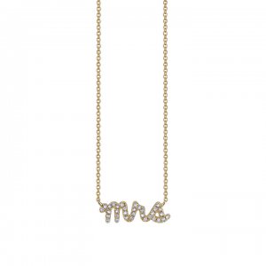 Gold & Pave Diamond Mrs Necklace