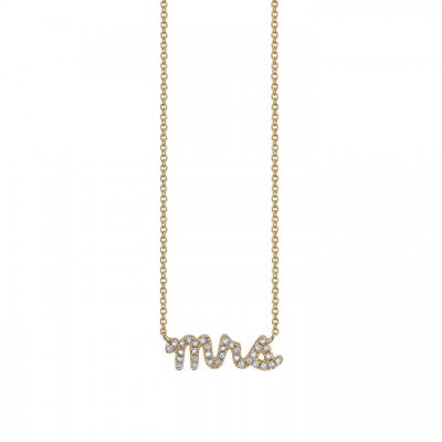 Gold & Pave Diamond Mrs Necklace