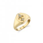 Gold & Diamond Small Fleur de Lis Signet Ring