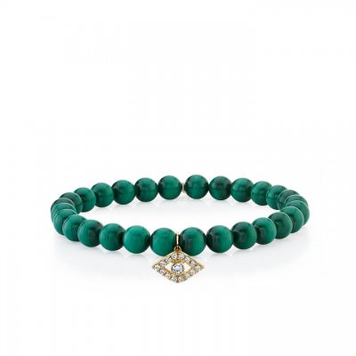 Gold & Diamond Large Evil Eye on Malachite